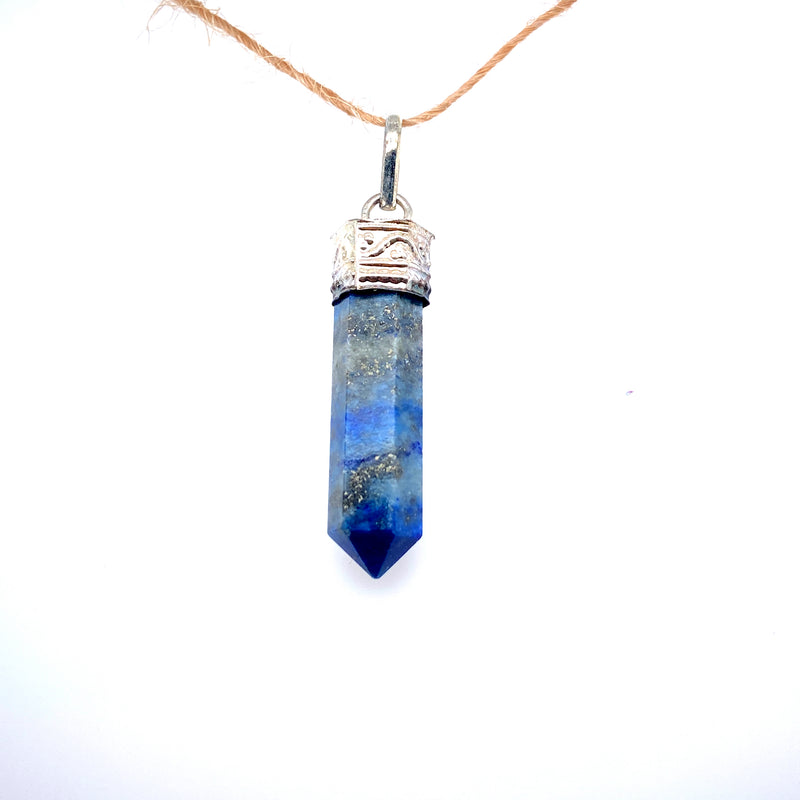 Lapis Lazuli Point Pendant in Silver