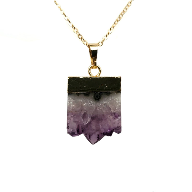 Amethyst Druzy Necklace in Yellow