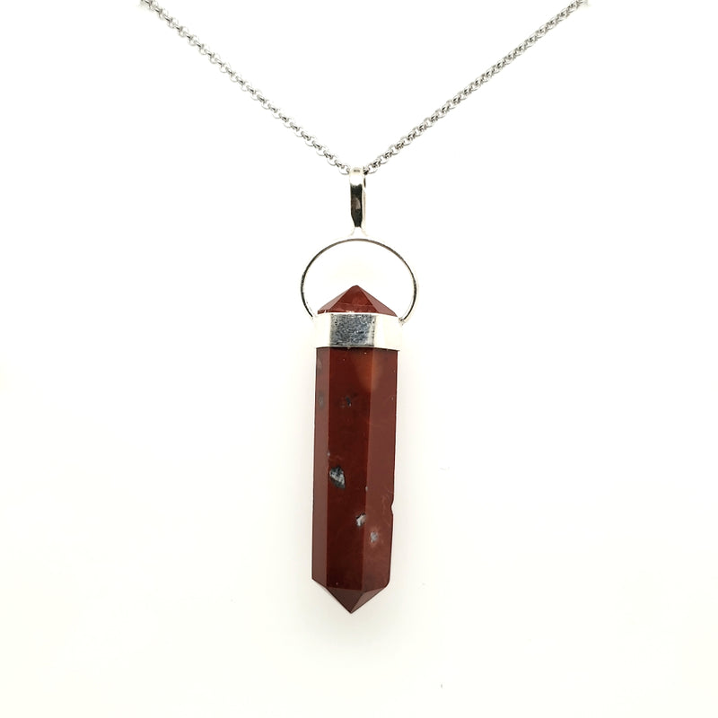 Red Jasper Bullet Pendant in Silver