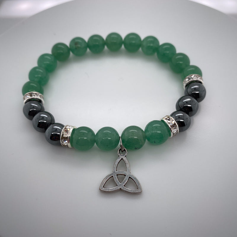 Green Aventurine And Hematite Stretch Bracelet 8mm