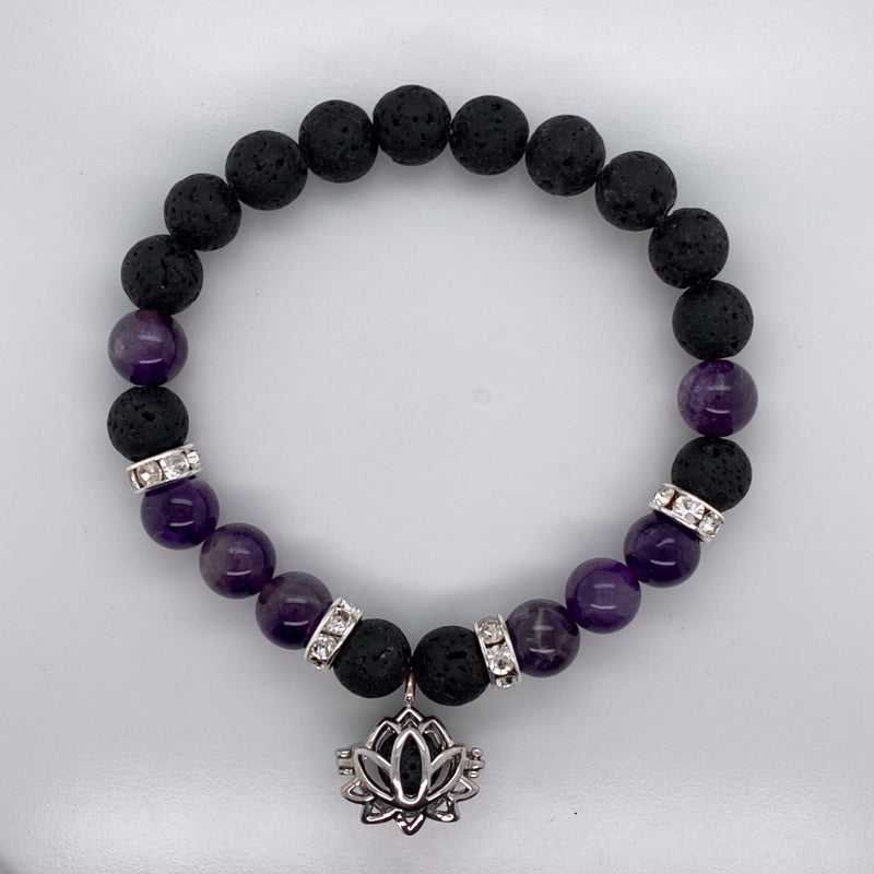 Lava & Amethyst Stretch Bracelet 8mm