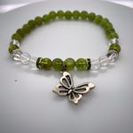 Peridot And Clear Quartz Crystal Stretch Bracelet 6-8mm