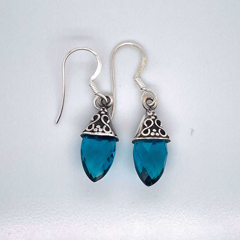 Blue Topaz Faceted Drop Earring