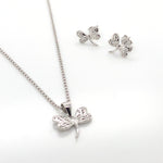 Sterling Silver Dragonfly Necklace & Earring Set