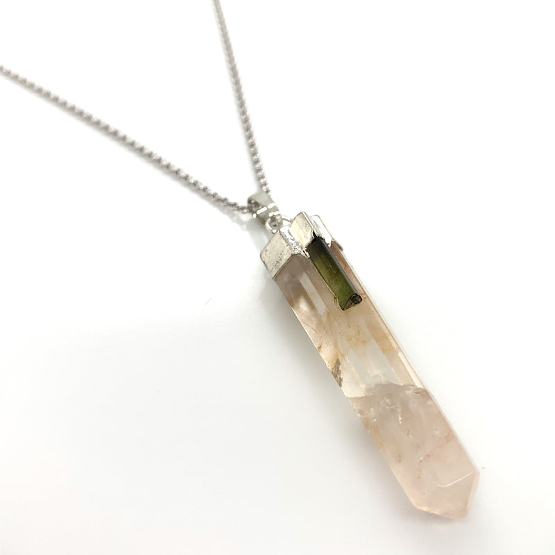 Golden Healer Quartz & Black Tourmaline Necklace 36"