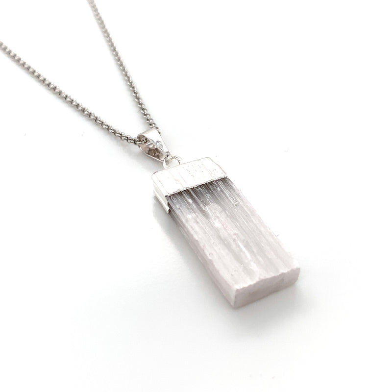 Rough Selenite Necklace 36"