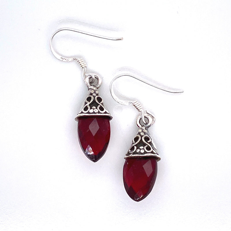 Garnet Faceted Drop Earring