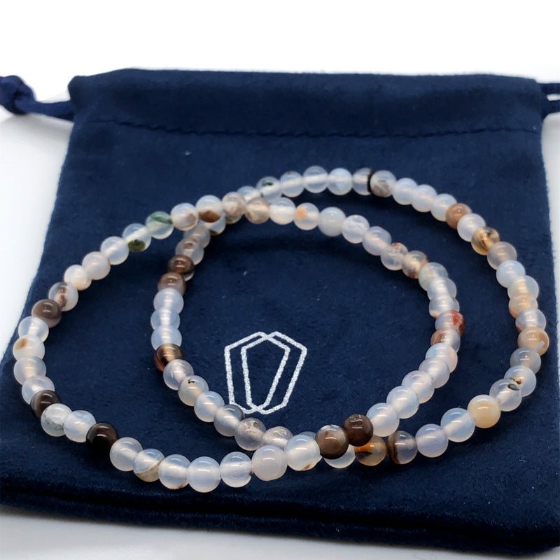 White Agate Giving Bracelet Set 4mm