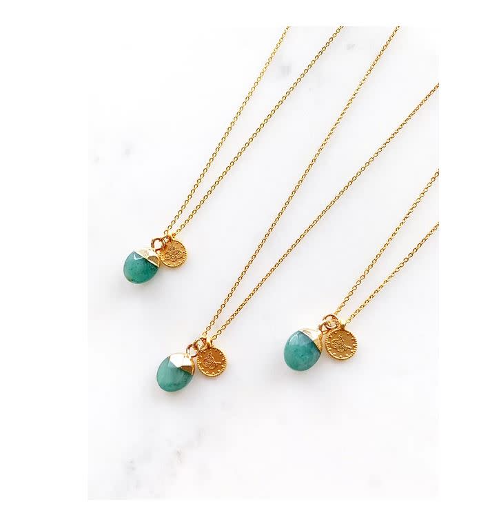 Gemlet 24K Gold Plated Gem Drop Necklace 18''