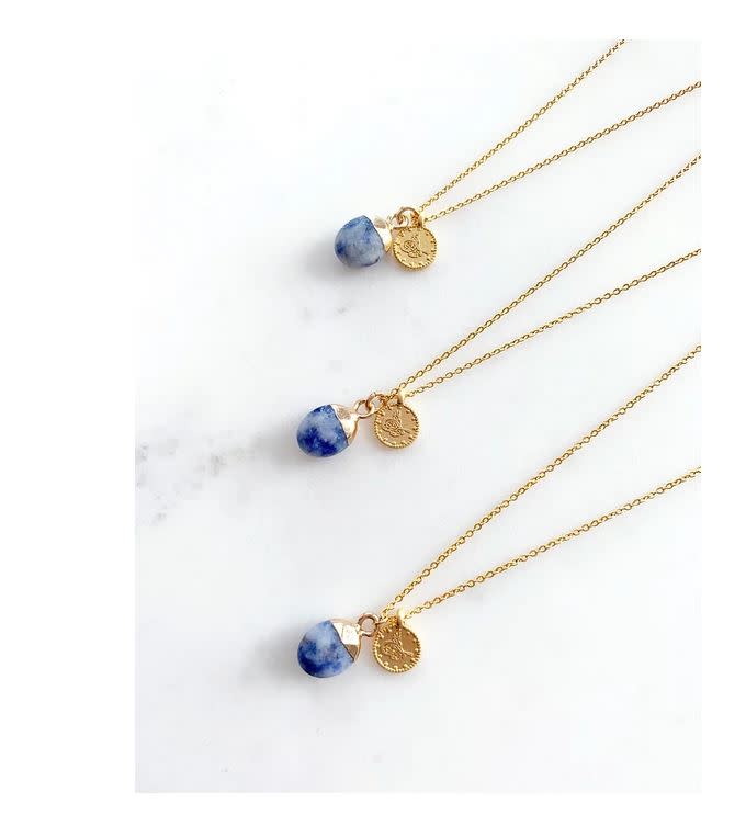 Gemlet 24K Gold Plated Gem Drop Necklace 18''